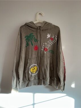 Fashion Nova Gray Graphic Crewneck Hoodie - 'Let's Grow Together'